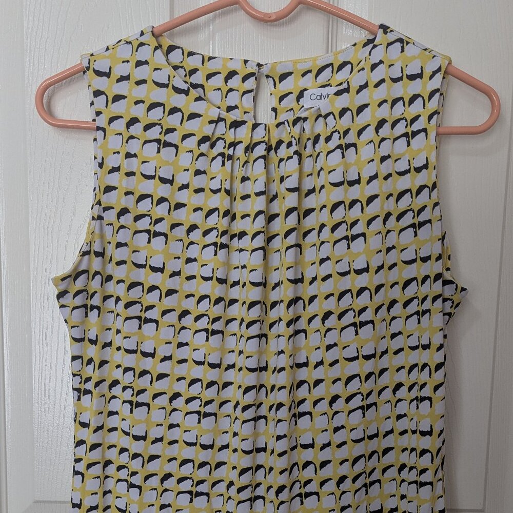 Calvin Klein Women's blouse in Yellow and white, Size PL